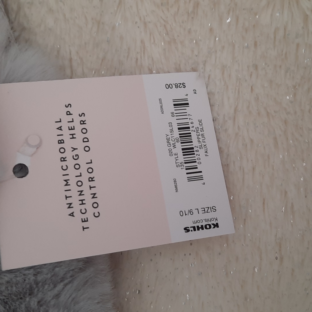 27. LC Conrad grey Faux fur slide slippers - Picture 4 of 7